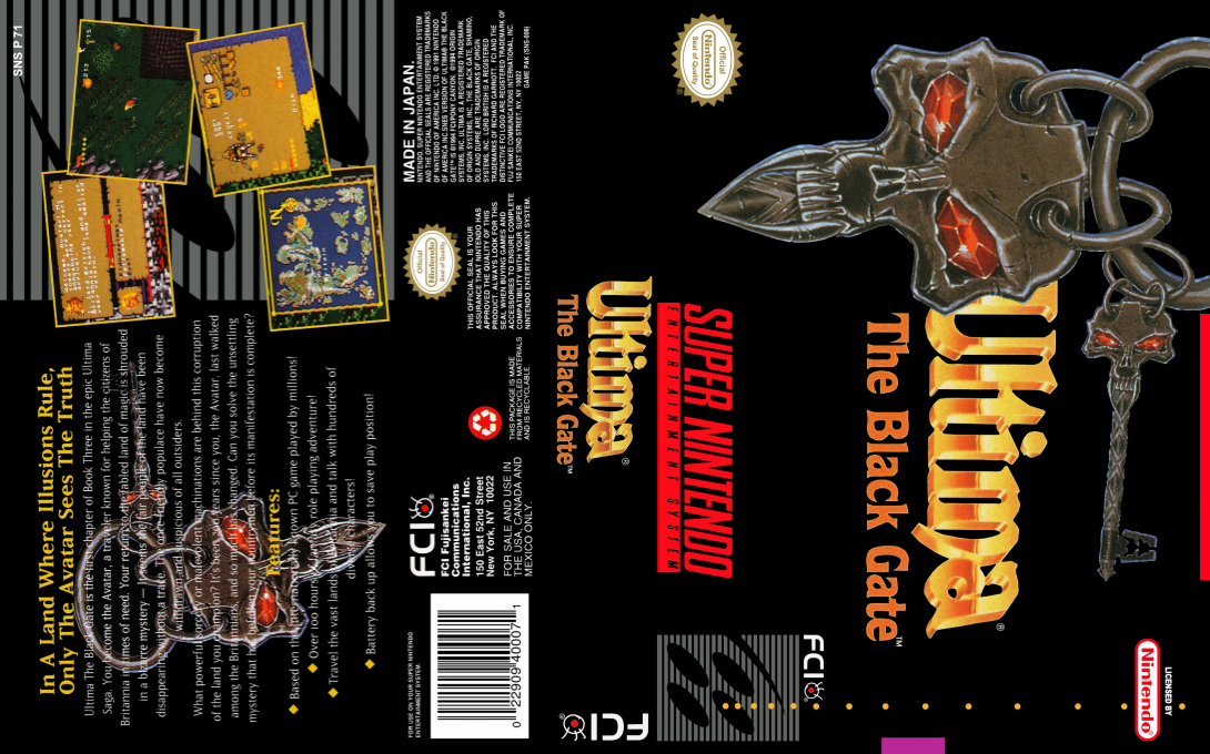 Ultima VII – The Black Gate (Japan) [JP] snes 1994 Box Art