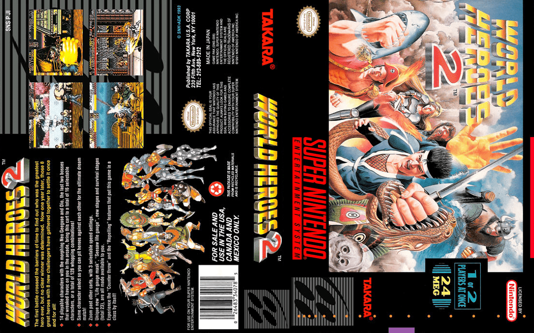 World Heroes 2 (Japan) [JP] snes 1994 Box Art