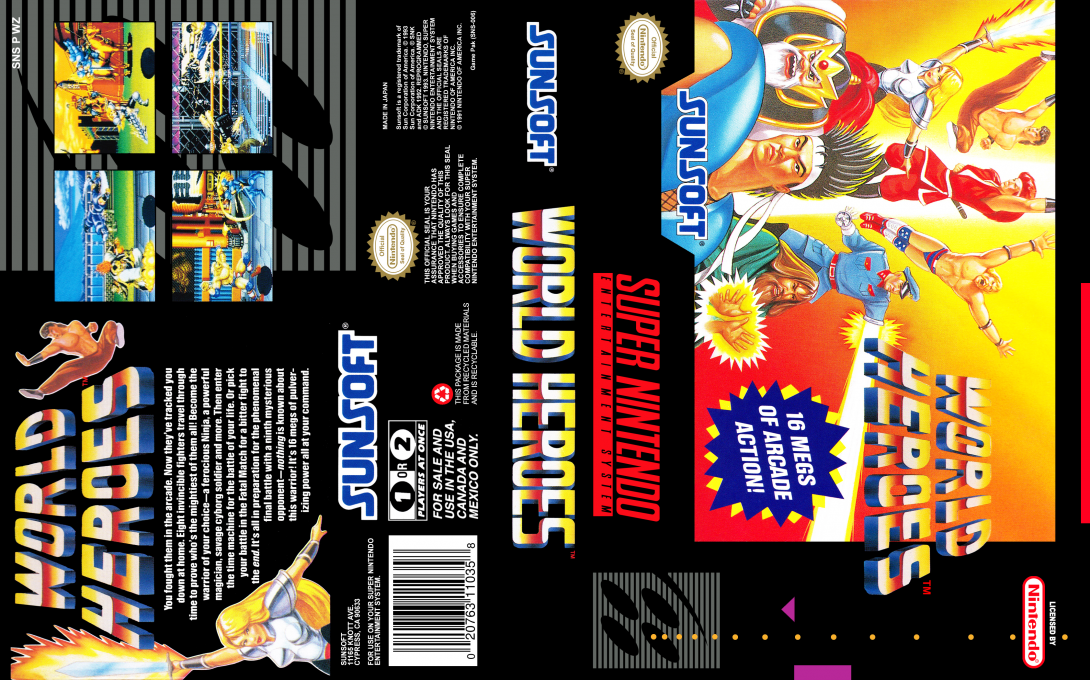 World Heroes (Japan) [JP] snes 1993 Box Art
