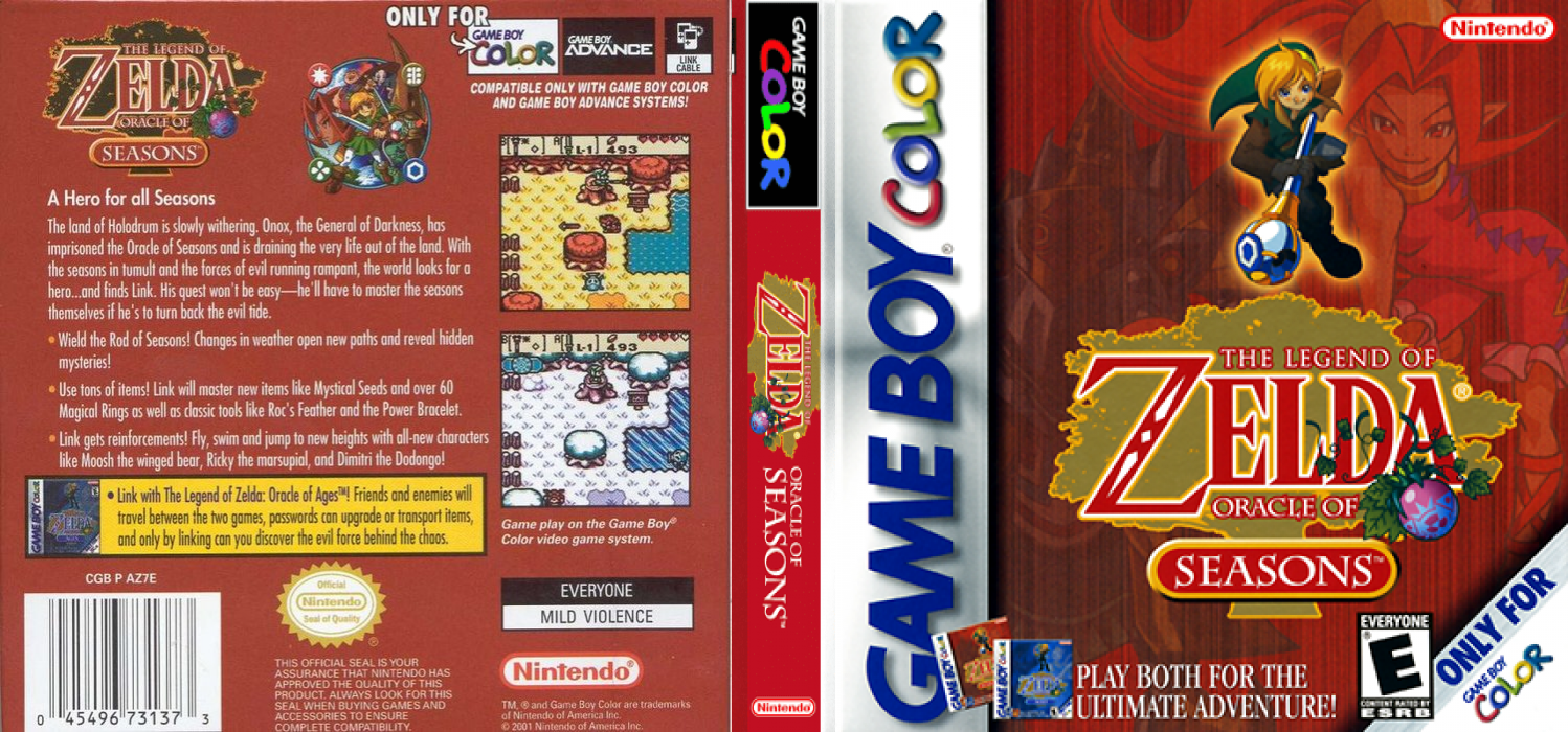 Zelda no Densetsu – Fushigi no Kinomi – Daichi no Shou (Japan) [JP] gbc 2001 Box Art