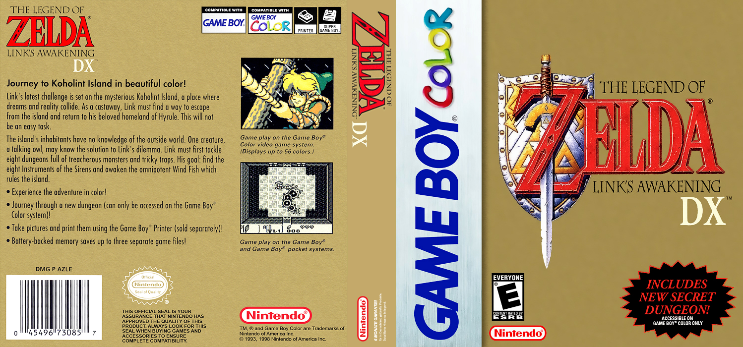 Zelda no Densetsu – Yume o Miru Shima DX (Japan) (Rev 2) (SGB Enhanced) (GB Compatible) [JP] gbc 1998 Box Art