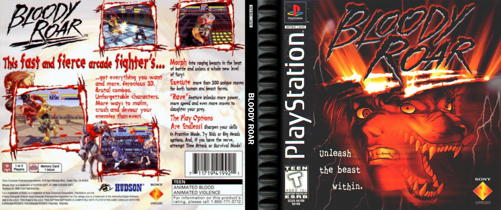 Bloody Roar (USA) [US] psx 1997 Box Art