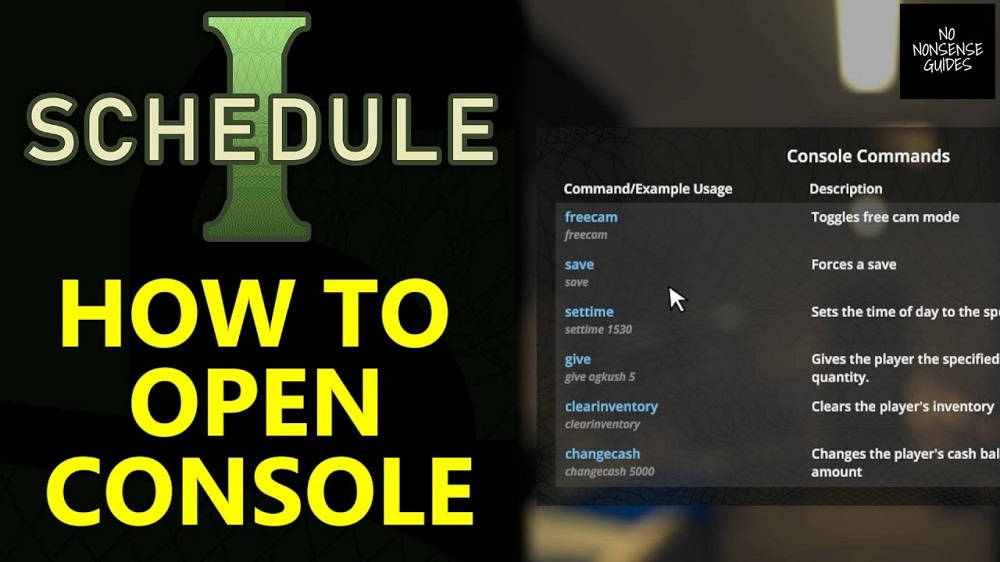 Console Commands Schedule 1