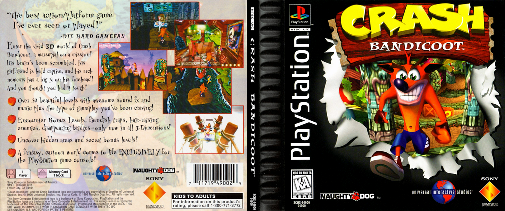 Crash Bandicoot (USA) [US] psx 1996 Box Art