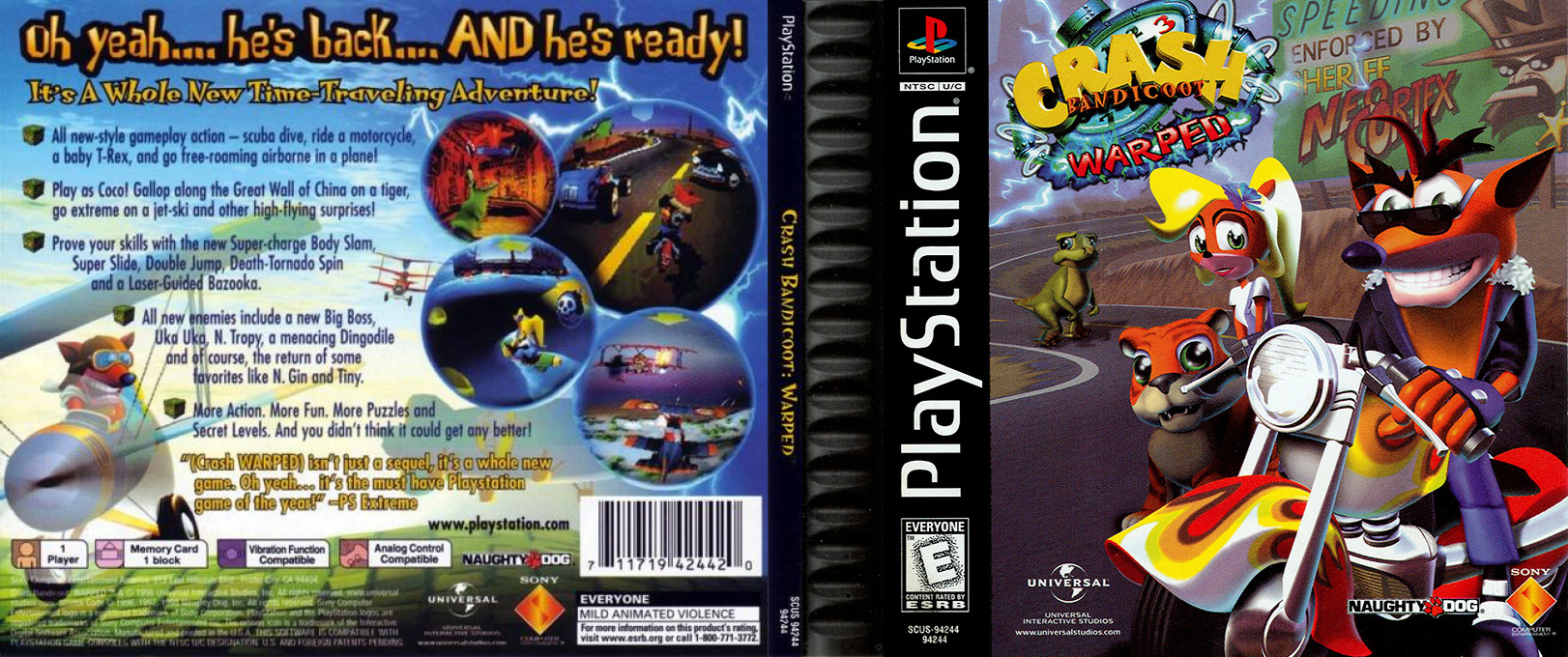 Crash Bandicoot – Warped (USA) [US] psx 1998 Box Art