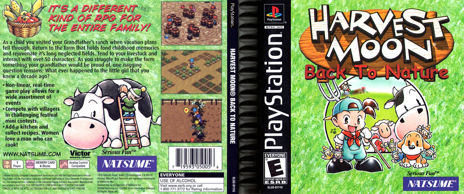 Harvest Moon – Back to Nature (USA) [US] psx 2000 Box Art