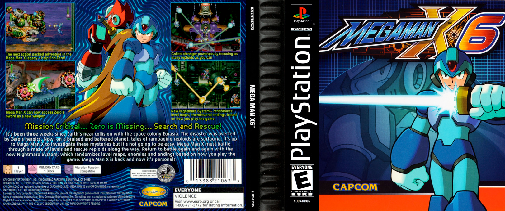 Mega Man X6 (USA) (Rev 1) [US] psx 2001 Box Art