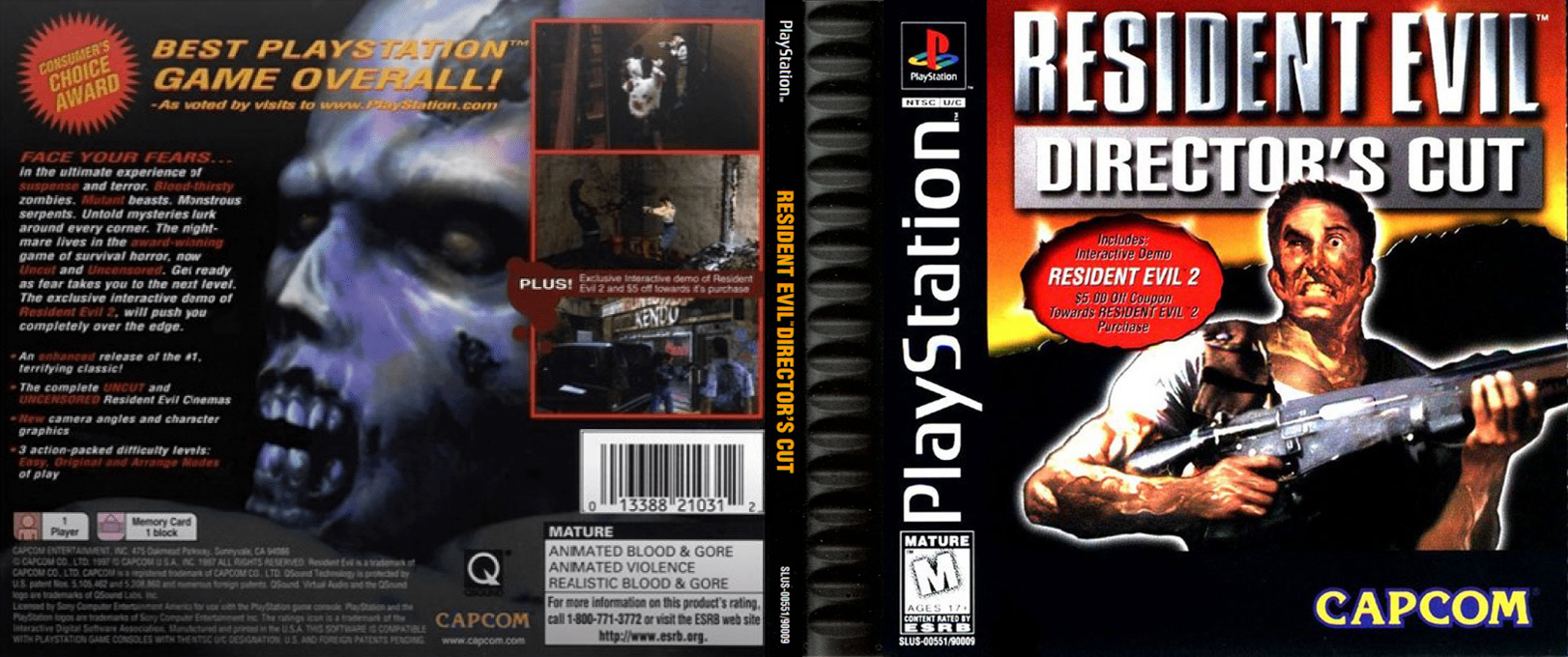 Resident Evil – Director’s Cut – Dual Shock Ver. (USA) [US] psx 1997 Box Art