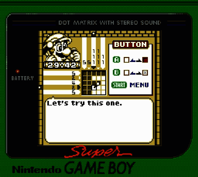 Mario no Picross (Japan) (SGB Enhanced) [JP] gb 1995 Game Image