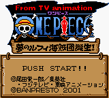 From TV Animation One Piece - Yume no Luffy Kaizokudan Tanjou! (Japan) (Rev 1) (SGB Enhanced) (GB Compatible) [JP] Thumbnail